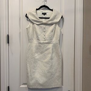 STUNNING Tahari CREAM metallic gold Elegant Sleeveless Dress size 6P
